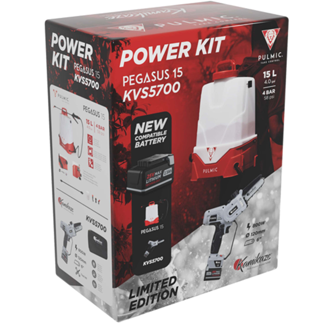 POWER KIT - 1 PULVERISATEUR + 1 TRONCONNEUSE A BATTERIE + 1 BATTERIE